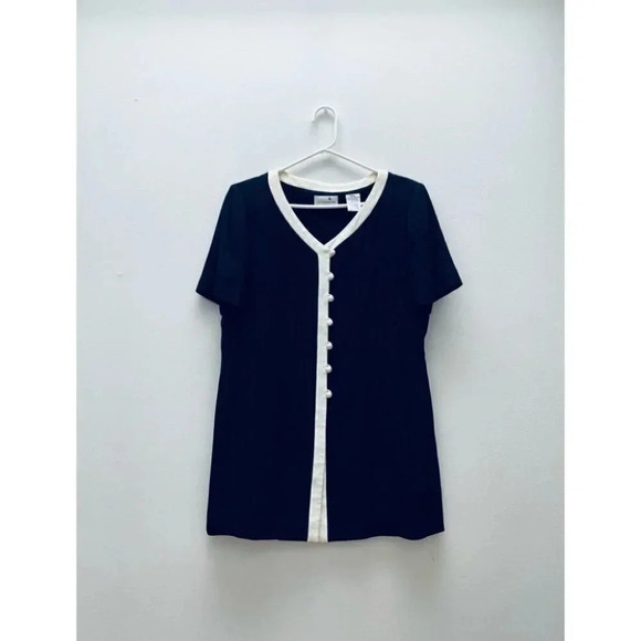 Vintage - 90’s Mod Button Down Tunic Mini Dress with Side Slit - Picture 1 of 5